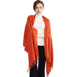 ⚡Women's Burnt Orange Pashmina Evening Dress Bridesmaid Winter Warm Long Scarf